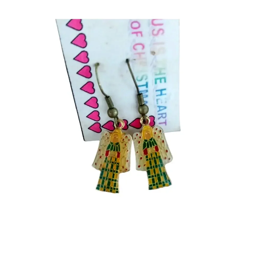 Christmas Holiday Jewelry Set Necklace Earrings Angel Bear Tree Pin Kitsch